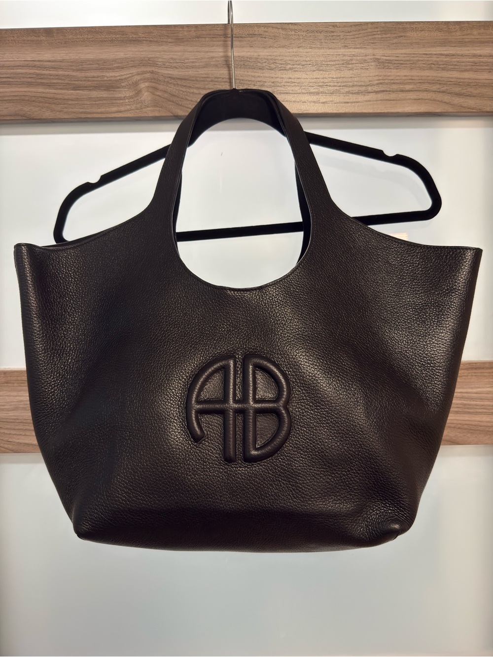 Anine Bing Black Lili Tote with Embossed Logo - Picture 3 of 7